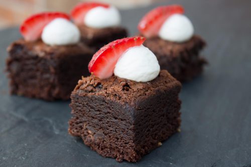 Brownie Bites with Strawberry & Vanilla Swirl